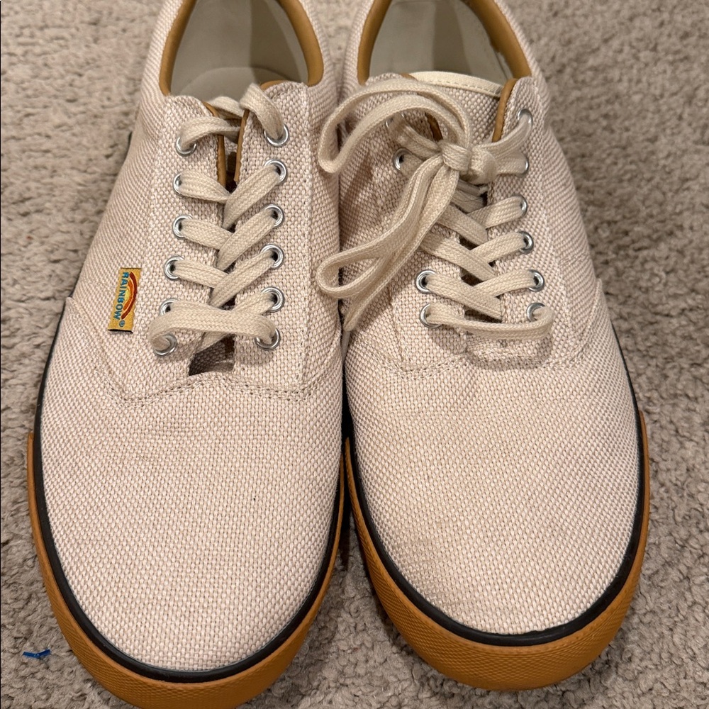 Rainbow Men's Canvas Low-Top Sneakers in Natural Beige
